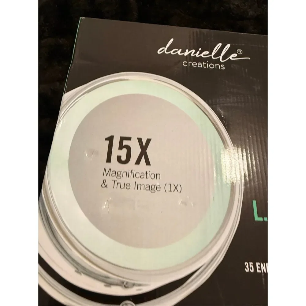Danielle Round LED Lighted Magnification Mirror Double Sided 15X Silver Chrome